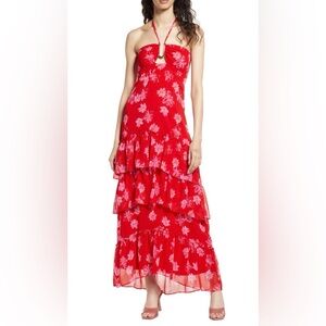 Wayf Floral Red Maxi Dress